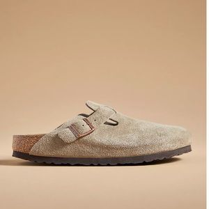 EUC Birkenstock Boston Taupe Suede Soft Footbed Women’s 39